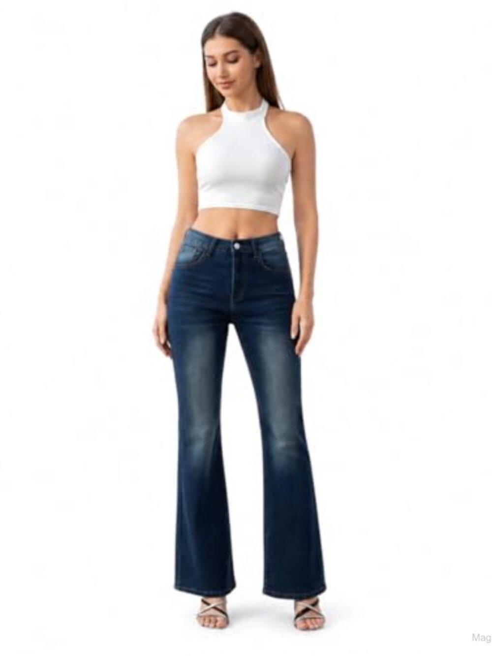 High Waisted Flare Jeans Stretchy Denim Tummy Control Bell Bottoms